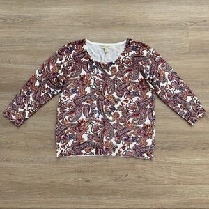 Appleseed’s Paisley Print Sweater Sz Petite M